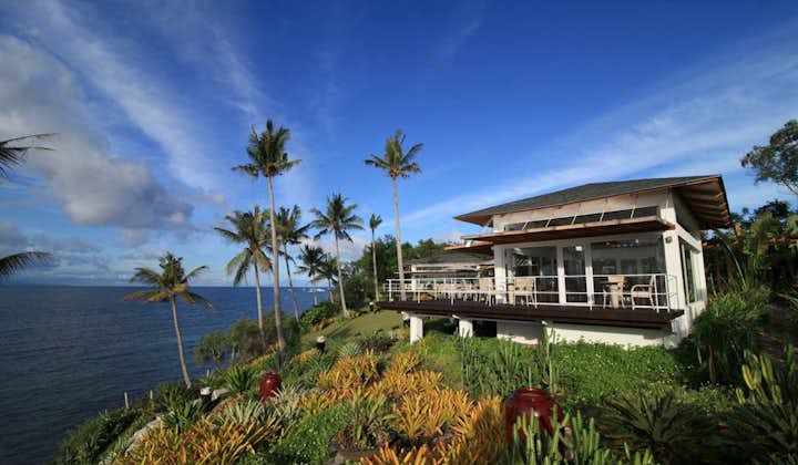 A beautiful view of Donatela Resort against Bohol's clear blue skies