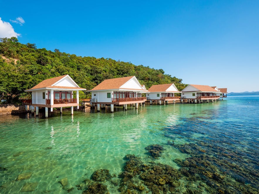 Floating villas of Sunlight Eco Tourism Island Resort
