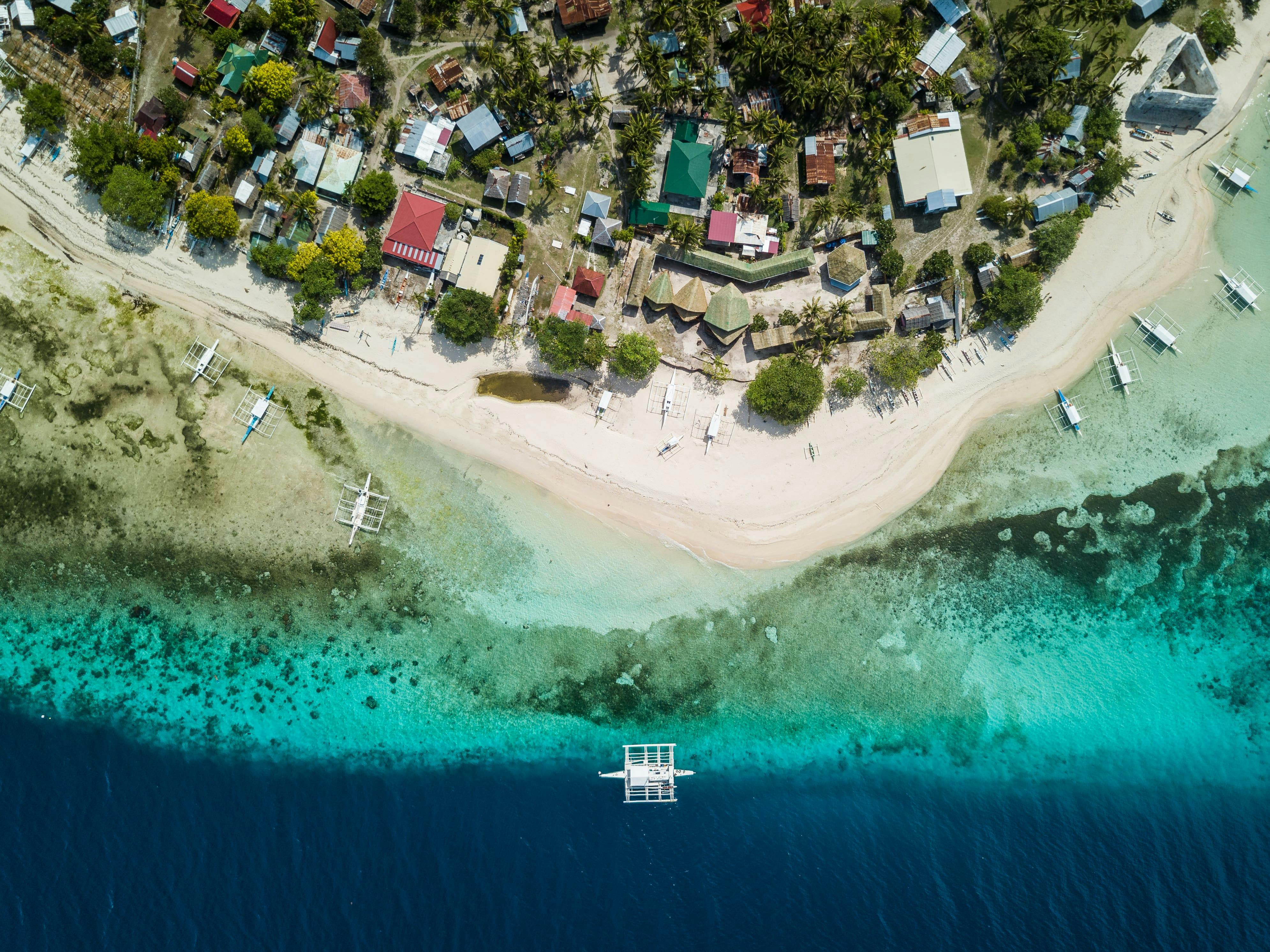 Aerial view of the beautiful Pamilacan Island in Bohol