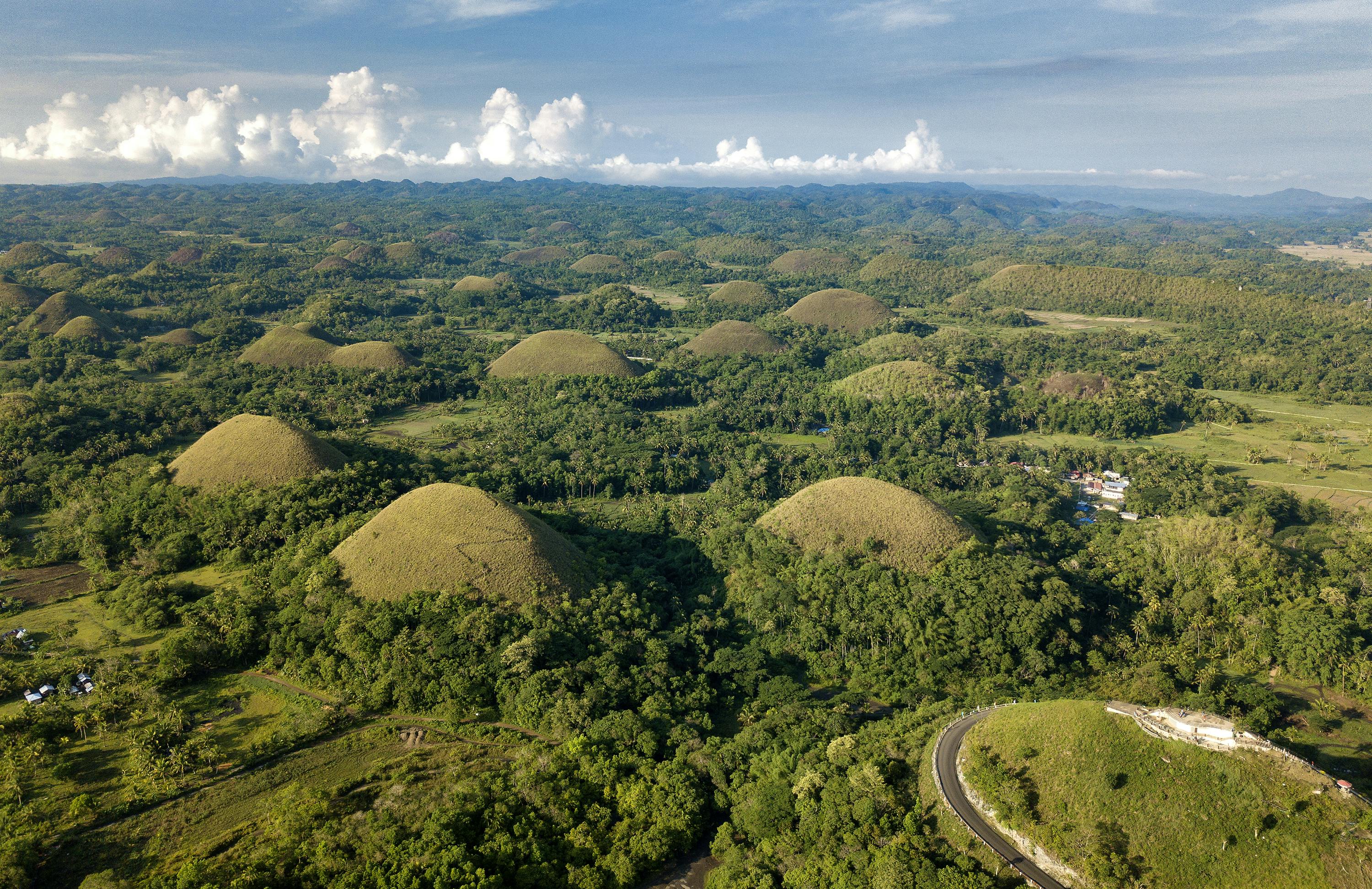 Stunning aerial view of the world-famous Chocolate Hills in Bohol