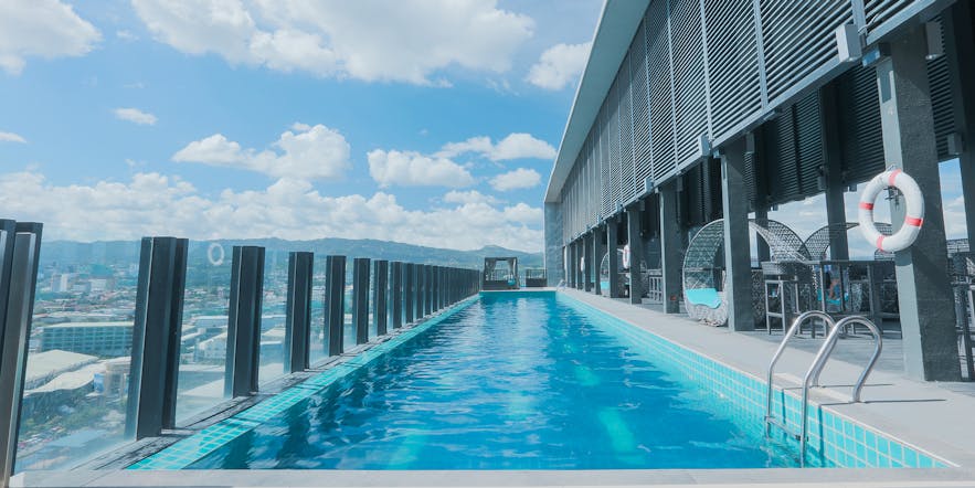 Beautiful rooftop pool of bai Hotel Cebu