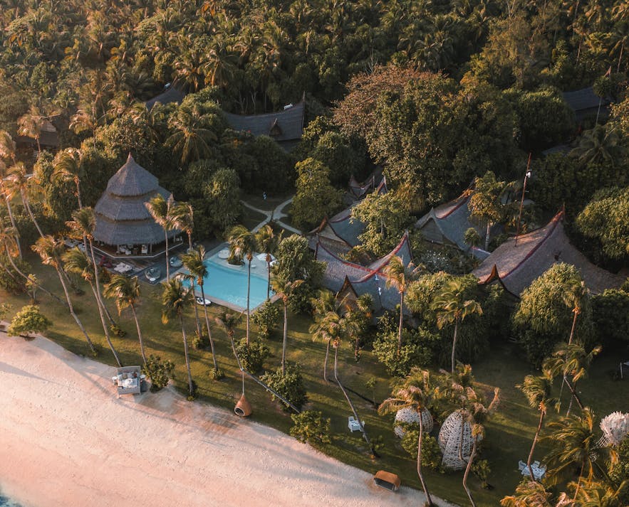 Aerial view of Nay Palad, beautiful luxury resort in Siargao