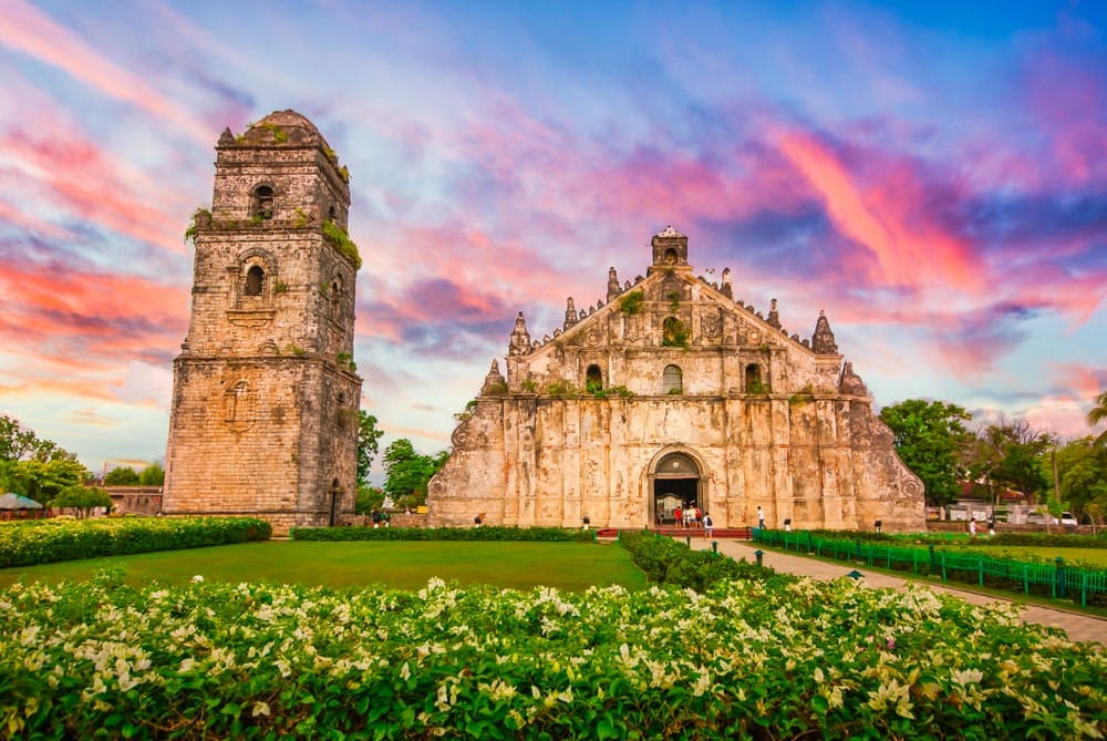 The colorful sunset complements the beauty of Paoay Church in Laoag
