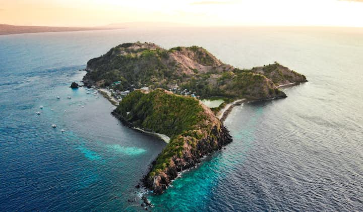 Scenic aerial shot of Apo Island in Dumaguete