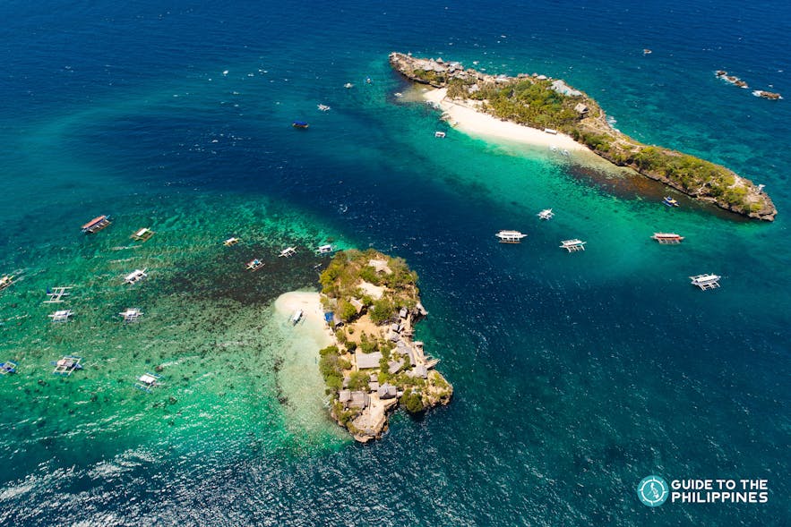 Aerial view of Magic and Crocodile island during the helicopter ride tour