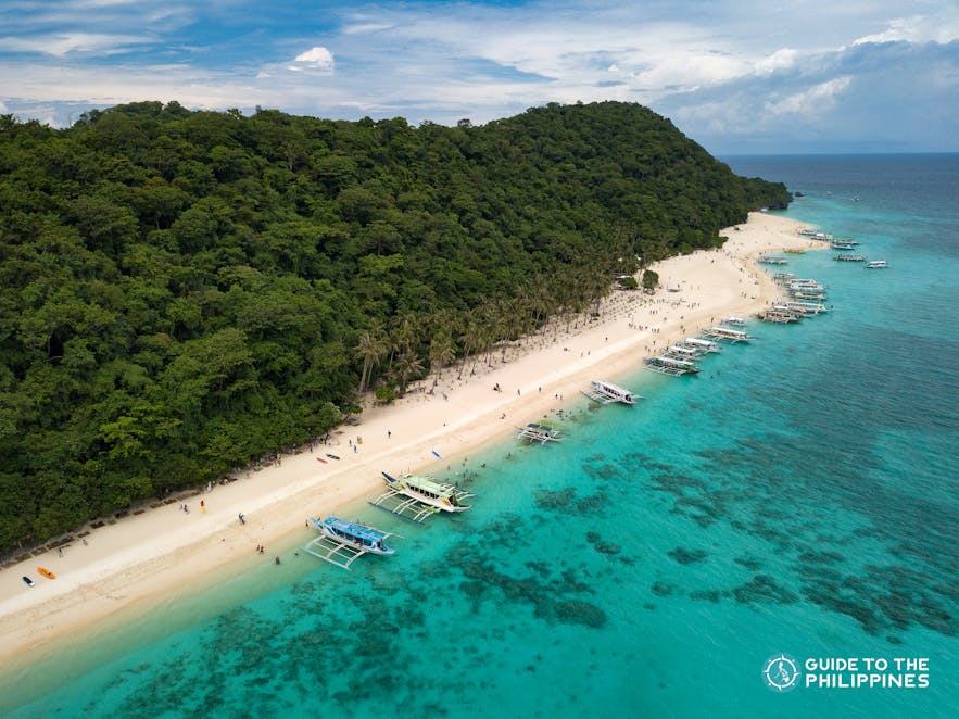 Aerial view of the popular Puka Beach in Boracay