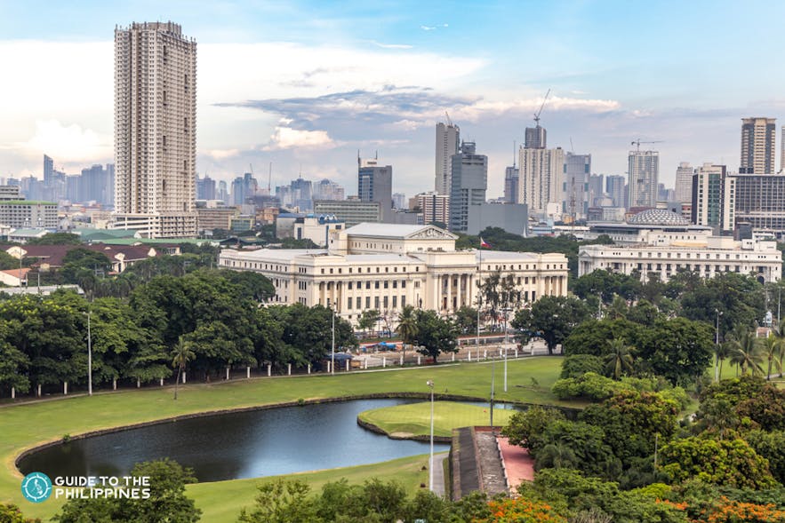 Wide view of Intramuros and National Museum in Manila