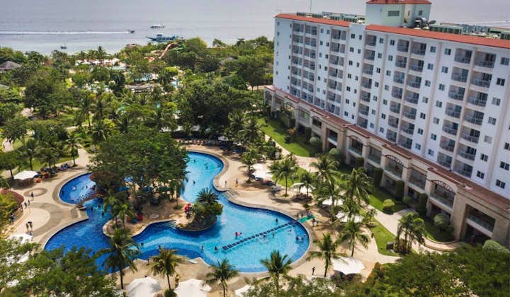 Aerial view of the big swimming pool in Jpark Island Resort in Cebu