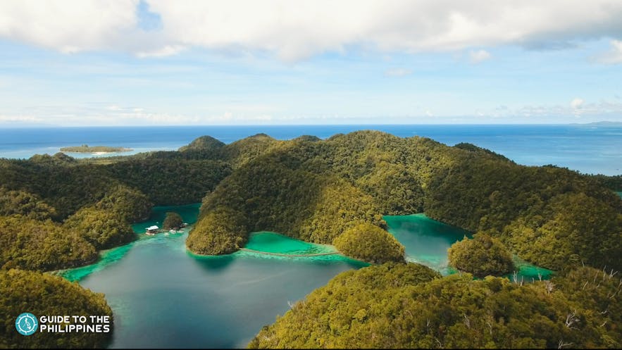 Aerial view of Sohoton Cove in Siargao