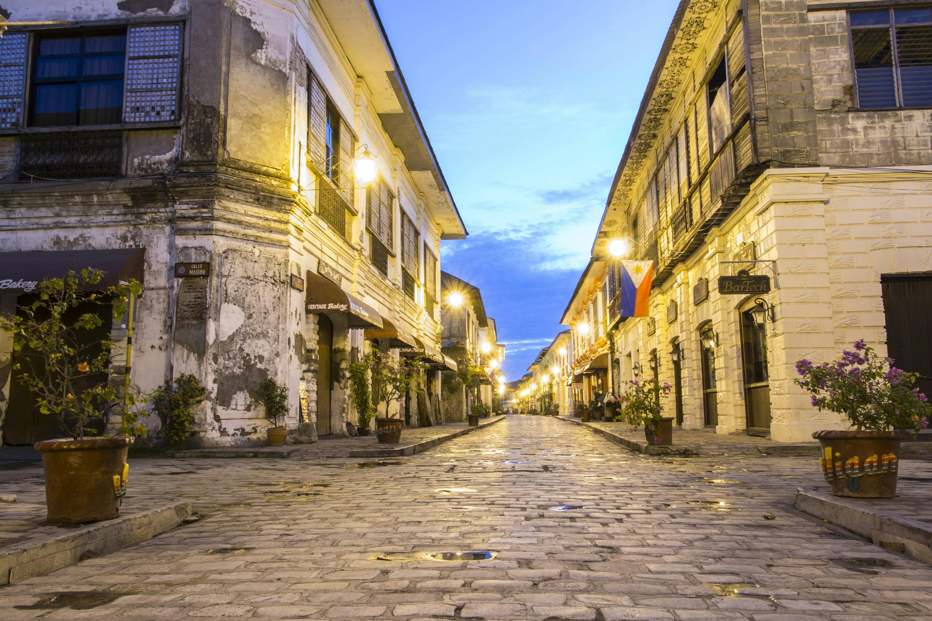 Empty streets of Calle Crisologo in Ilocos Sur