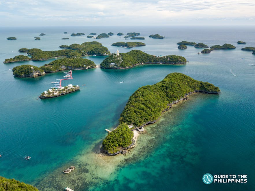 Aerial view of Hundred Islands in Pangasinan