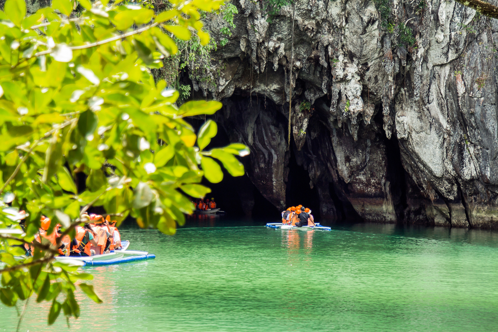 Tourist boats entering the Puerto Princesa Underground River in Palawan