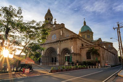 Sunrise over Manila Cathedral inside Intramuros