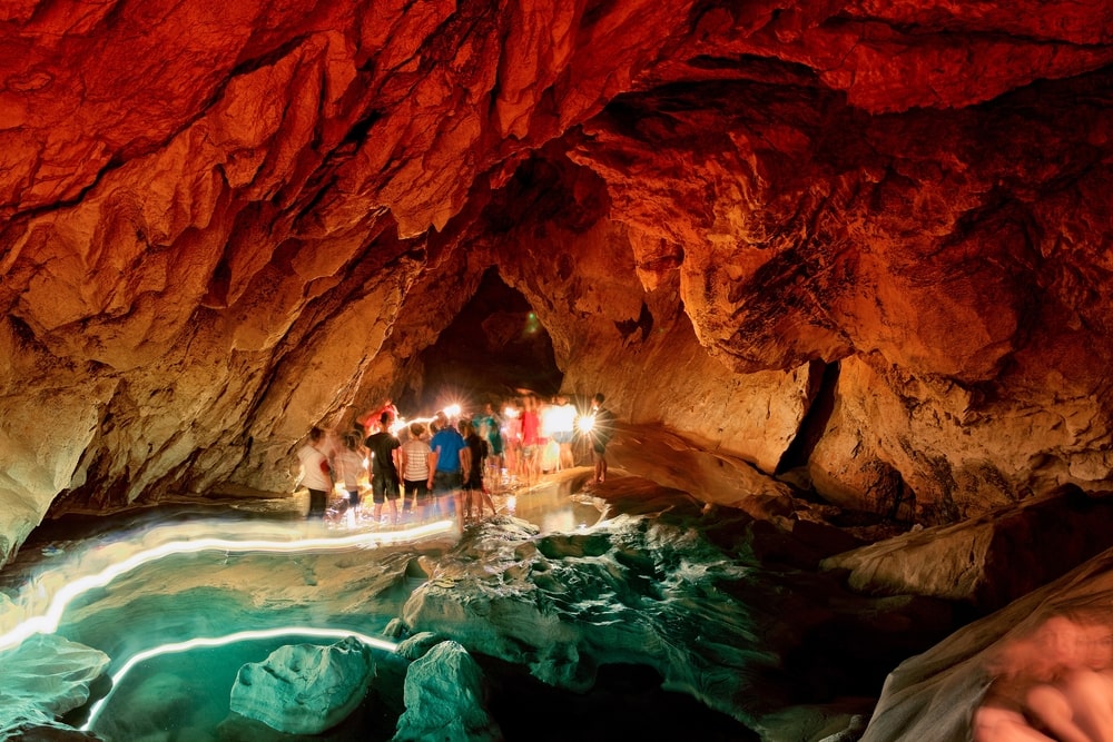 Tourists inside Sumaguing Cave in Sagada