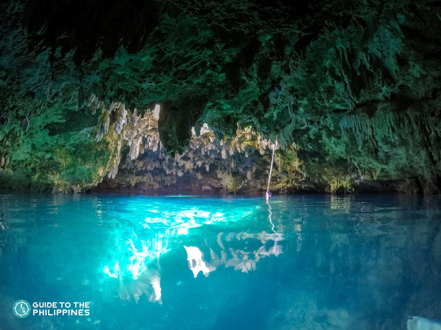 Blue waters of Anda's Cabagnow Cave Pool