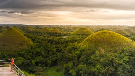 Beautiful view of Chocolate Hills during sunset