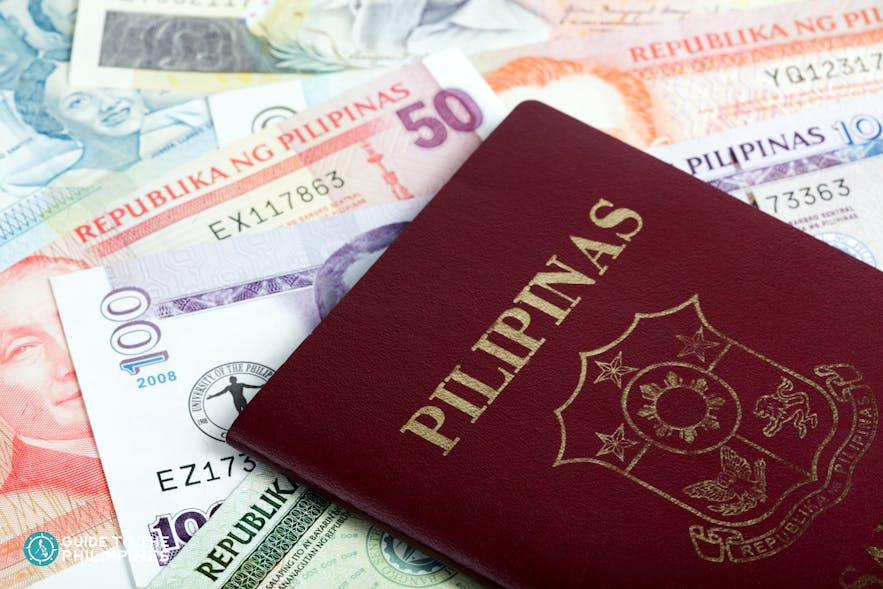 Passport and money from the Philippines