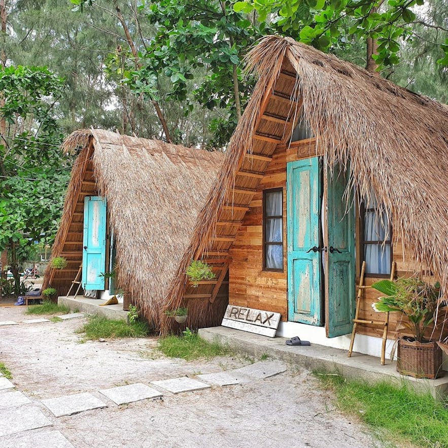 Wooden huts in Kwentong Dagat, Zambales
