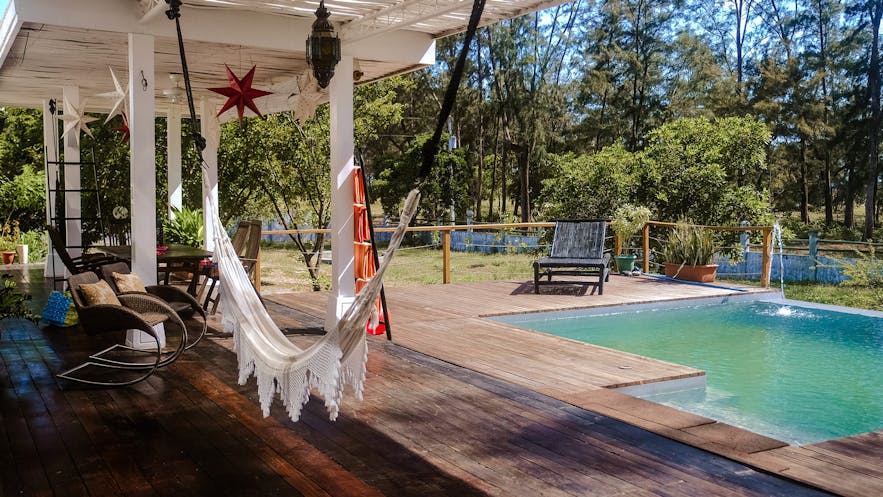 Lounge area and swimming pool at Zambawood
