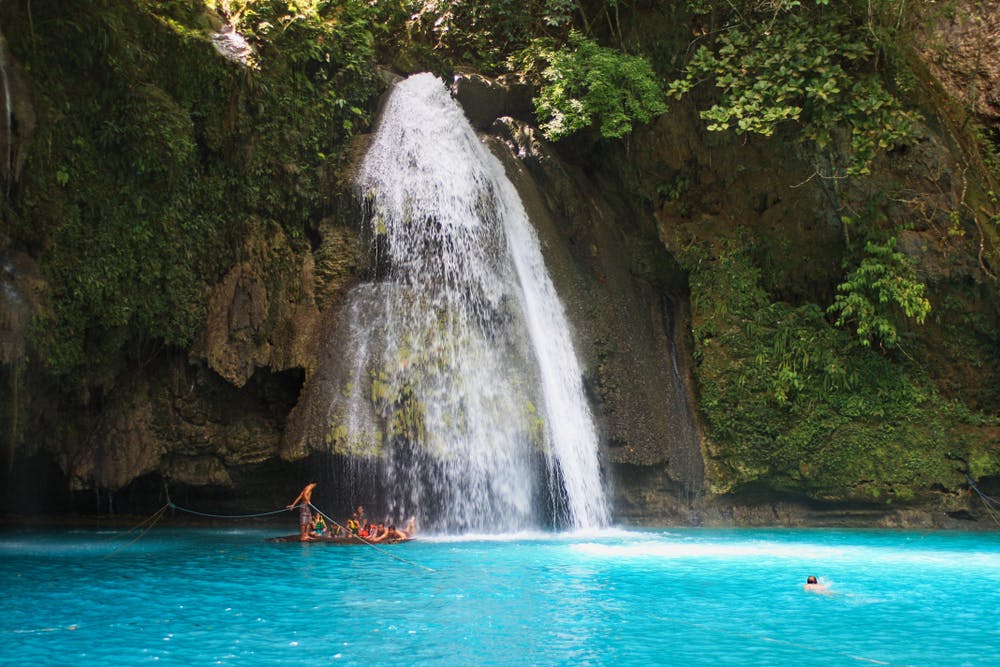 Blue waters of Kawasan Falls in Cebu