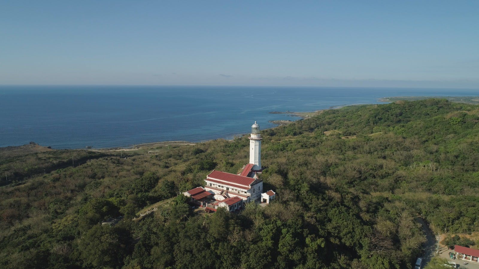 Cape Bojeador Lighthouse aerial view in Laoag