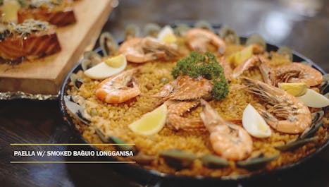 Paella with Baguio longganisa served at Cocina del Sol