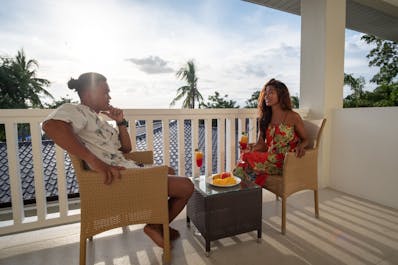 Breakfast at the balcony of a room in Cebu Seaview Dive Resort