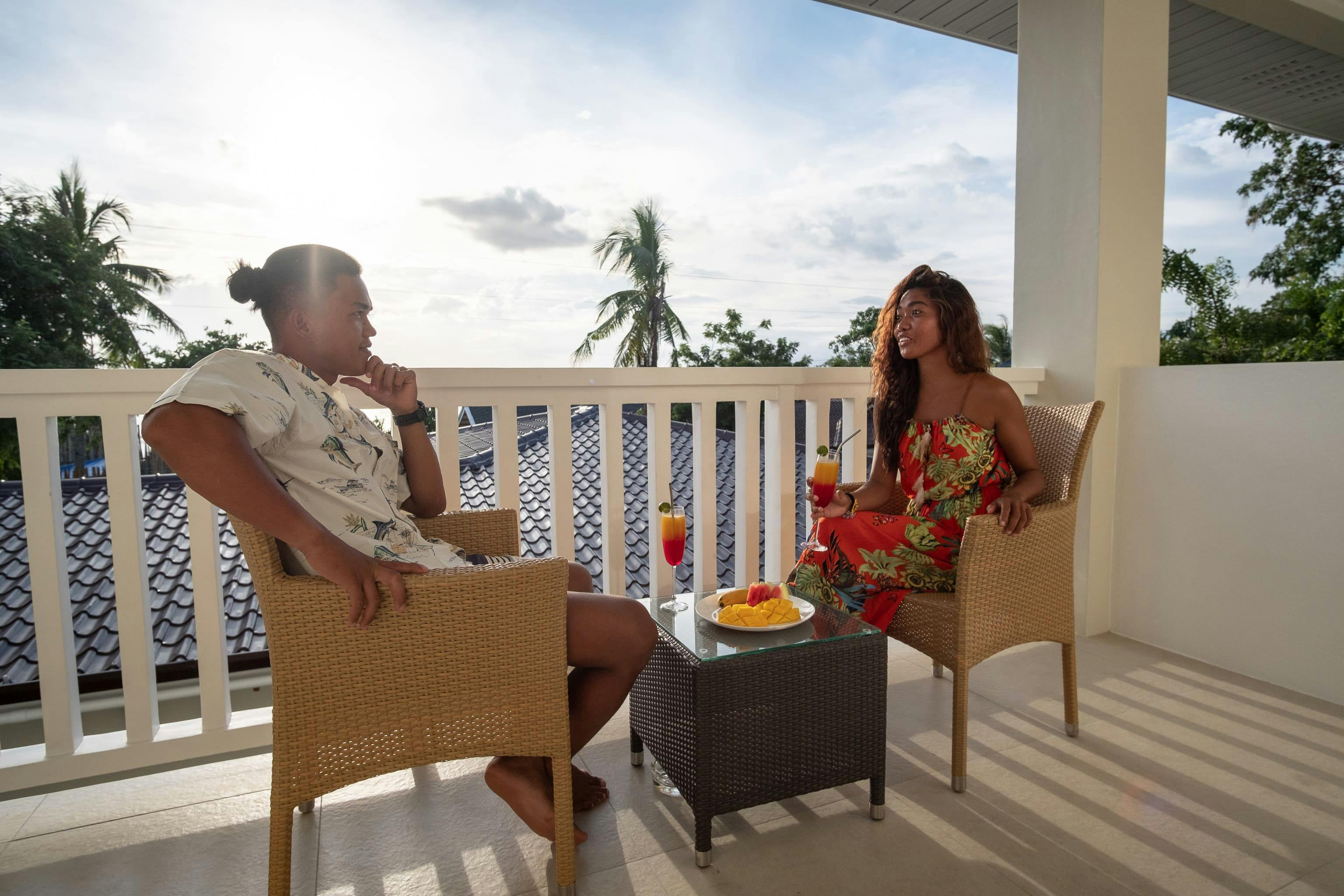 Breakfast at the balcony of a room in Cebu Seaview Dive Resort