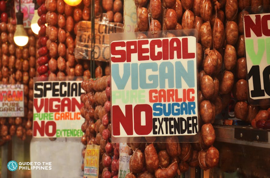 Vigan longganisa sold in a market in Ilocos Sur