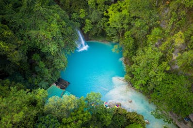 Blue waters of Kawasan Falls in Cebu