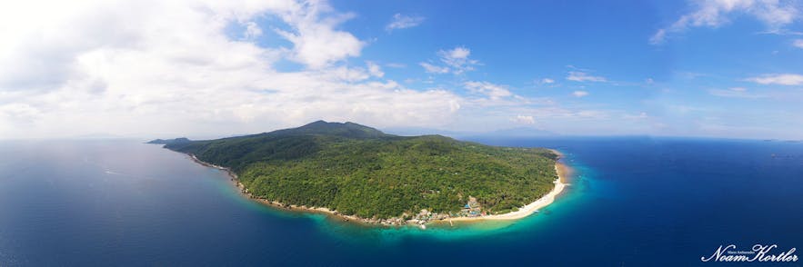 Aerial shot of Verde Island in Puerto Galera