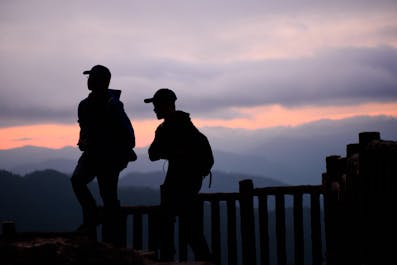 Tourists waiting for sunrise at Mines View Park in Baguio