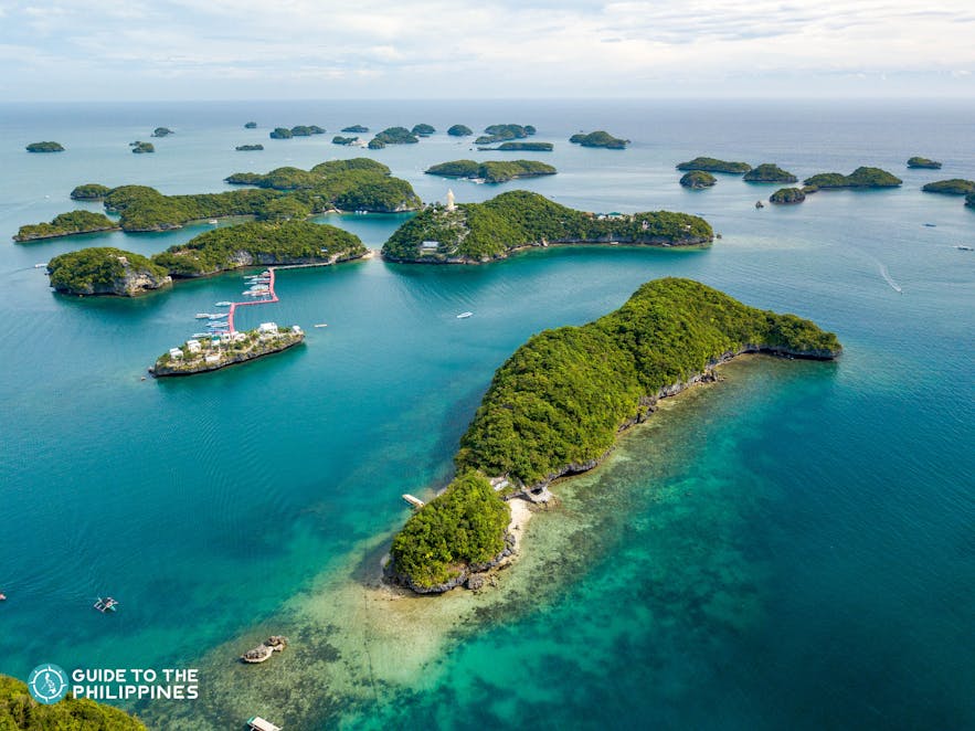 Aerial view of the Hundred Islands in Pangasinan