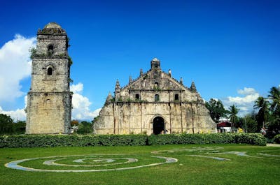 Clear blue skies in Paoay Church in Laoag