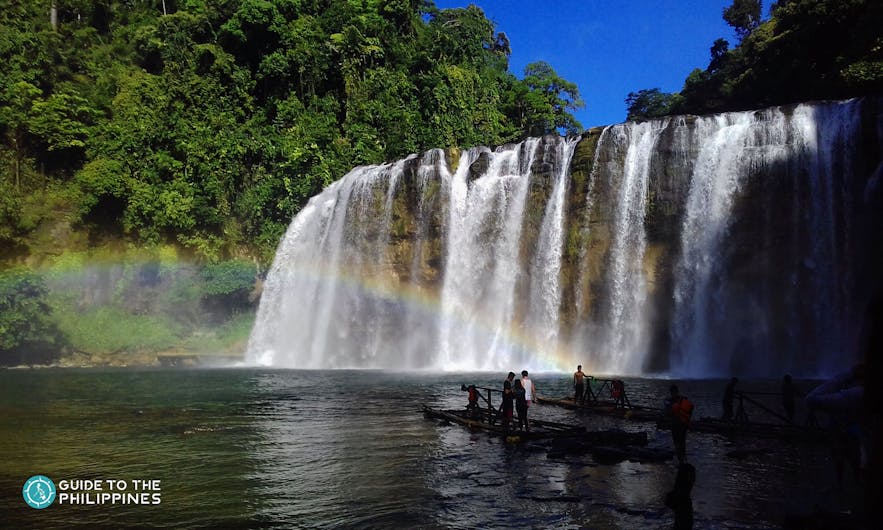 People float on a raft near the Tinuy-an Falls in Surigao Del Sur