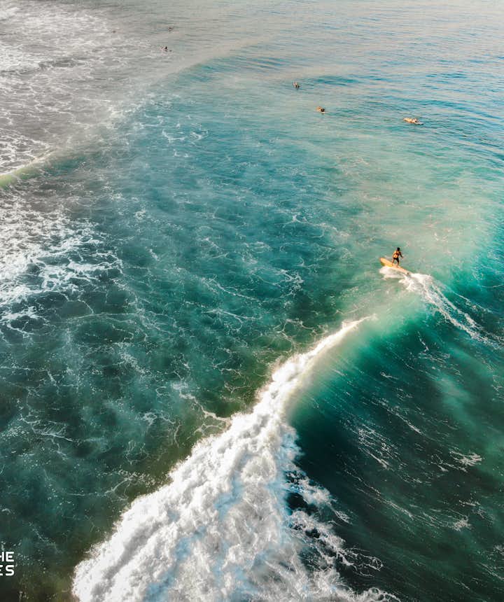 Surfer rides a wave in La Union