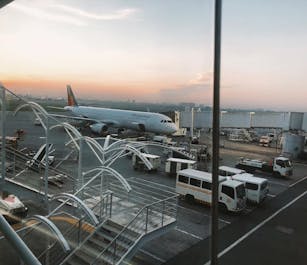 Sunrise view from a window in Manila airport