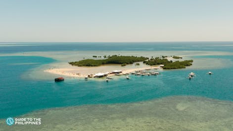 Aerial view of an island during the Honda Bay Island hopping tour