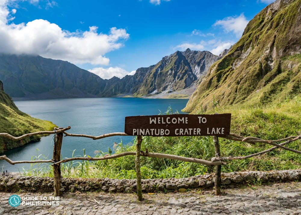 Welcome sign at Mount Pinatubo Crater Lake