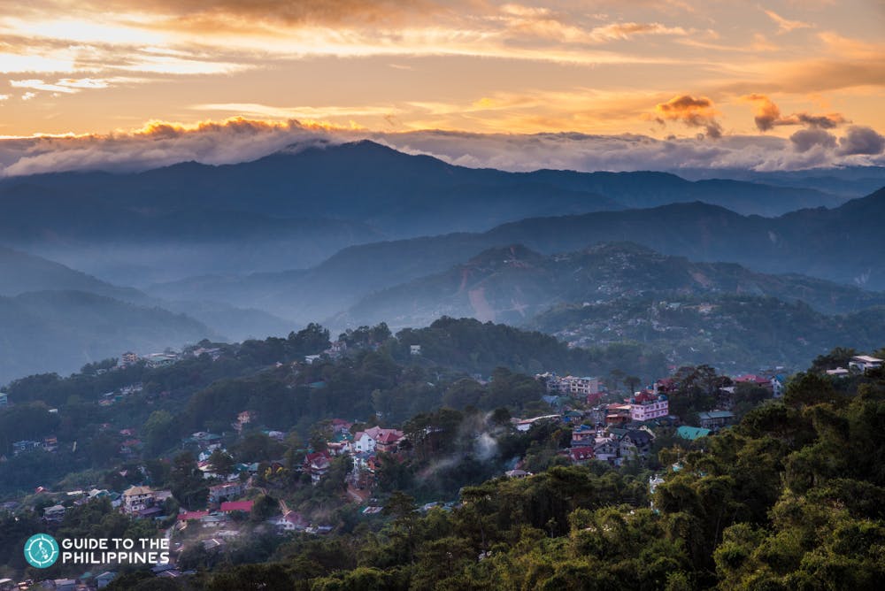 Scenic sunset from Mines View Park in Baguio