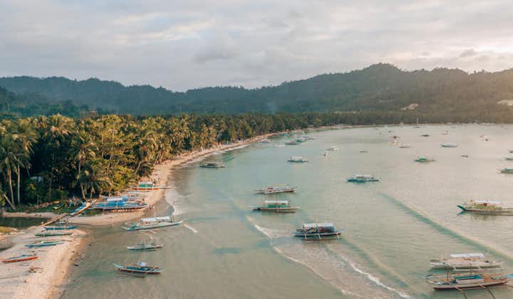 Aerial view of the beautiful beach in Port Barton Palawan