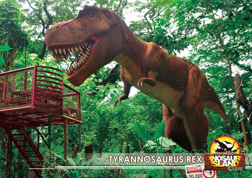 A T-Rex statue in Dinosaurs Island