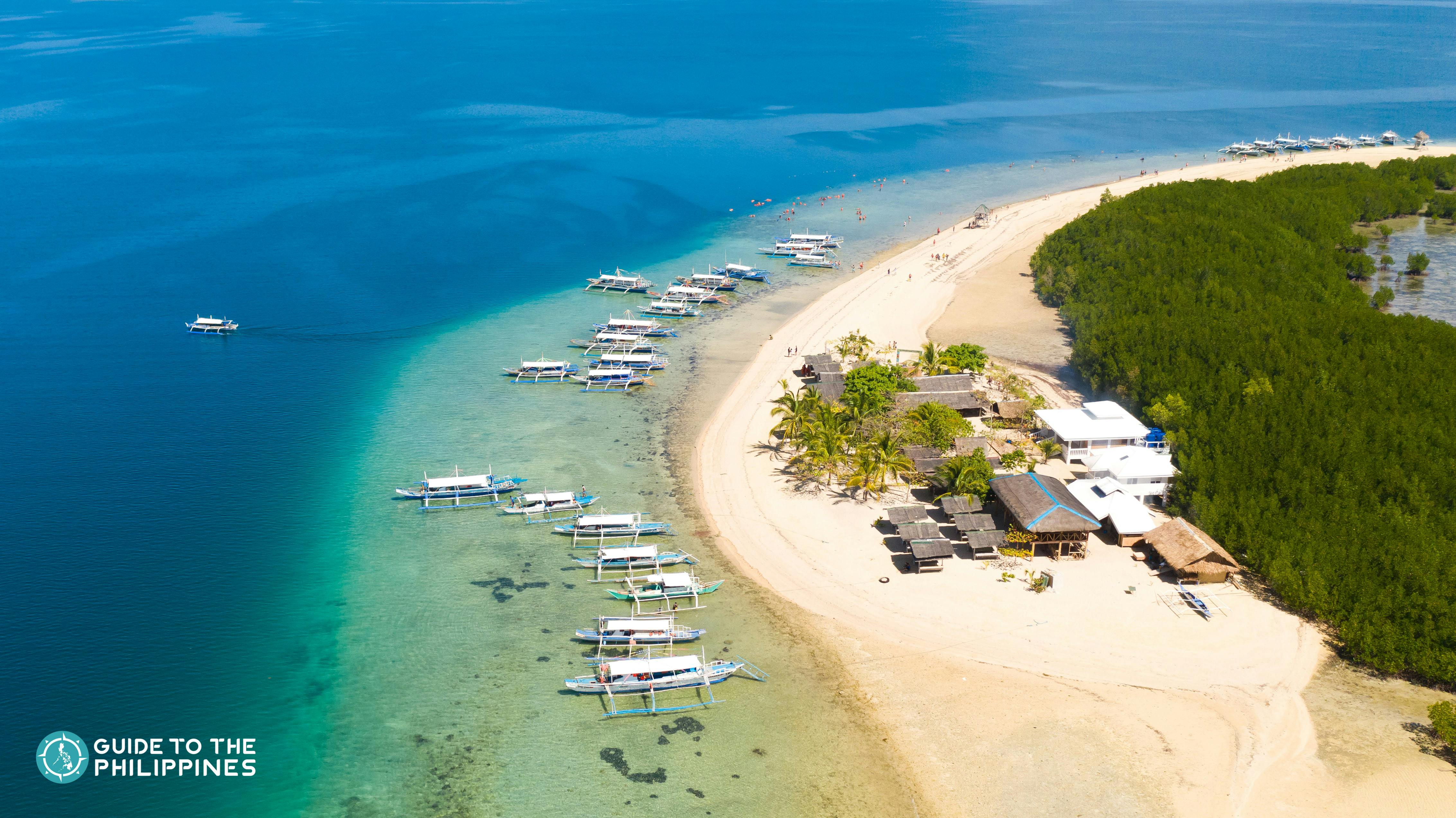 Aerial view of Starfish Island in Puerto Princesa Palawan