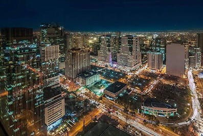 Aerial view of the Ortigas skyline from Discovery Suites