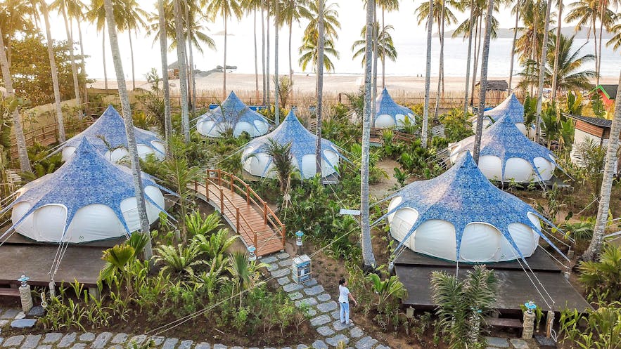 Glamping tents in Nacpan Beach Glamping