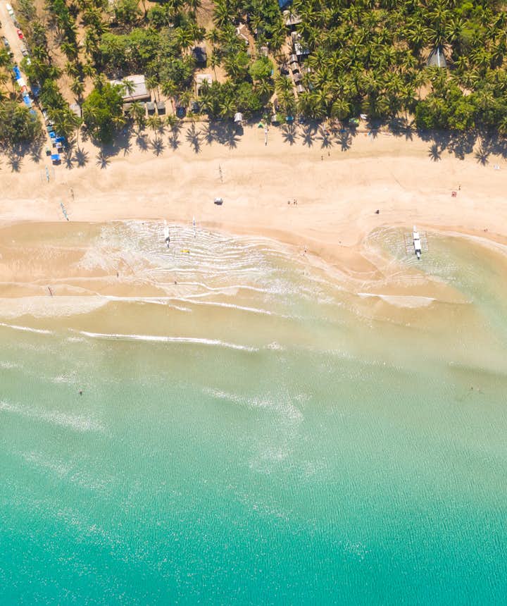 Aerial view of Nagtabon beach in Puerto Princesa