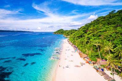 Famous powdery white sand beach of Boracay Island