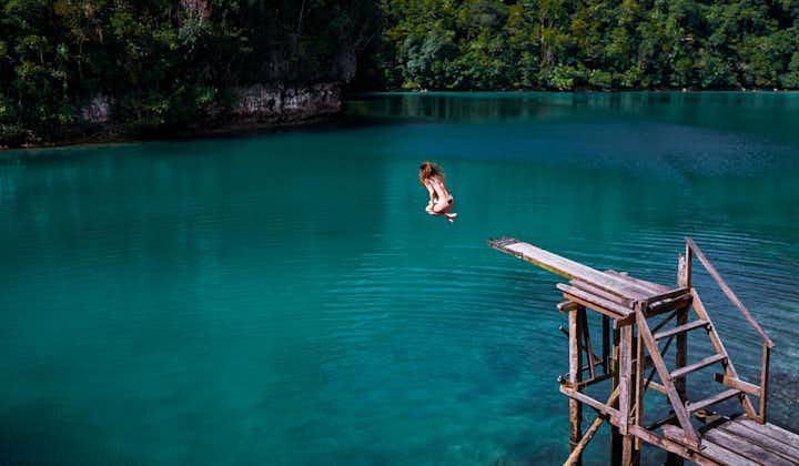 Board jumping at Subga Lagoon