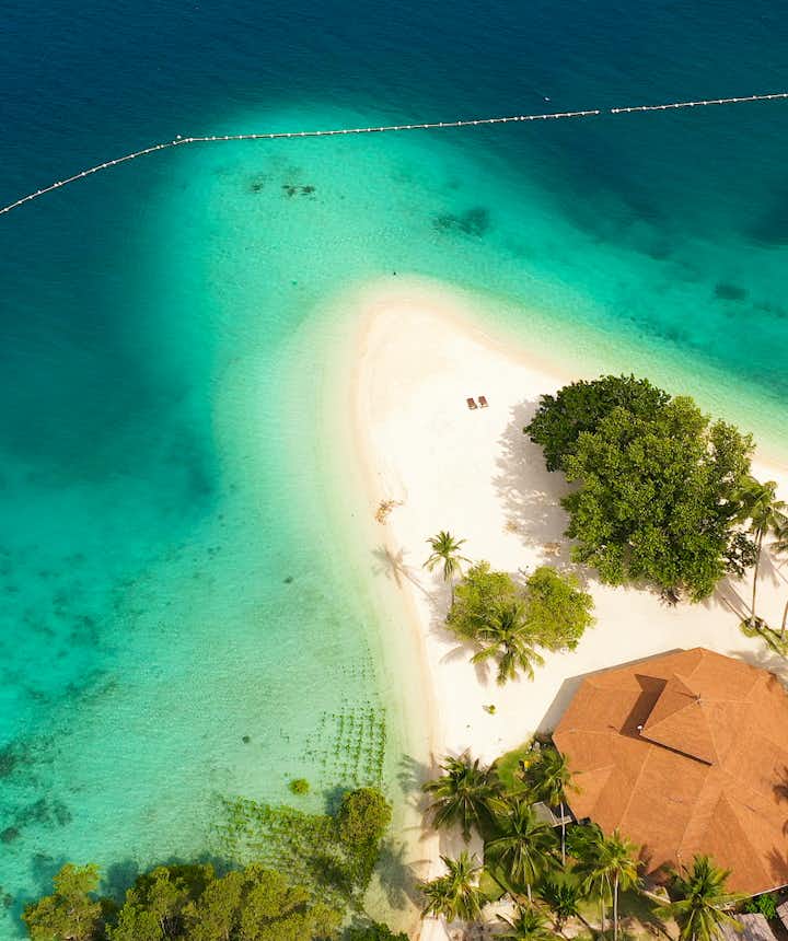 Aerial view of Malipano Island in Samal