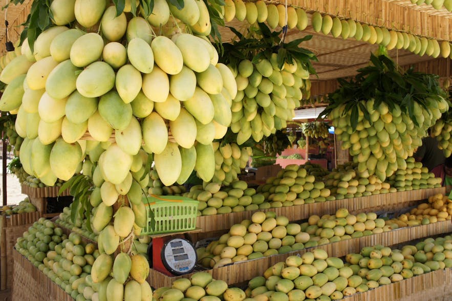 Carabao mangoes in a stall in Guimaras